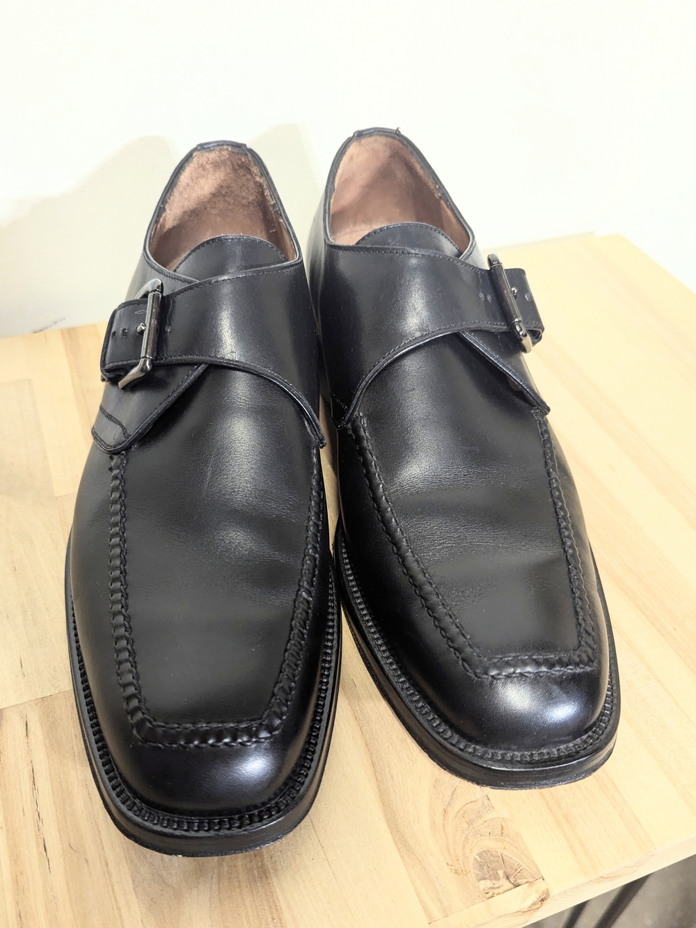 Cole Haan Black Leather Single Monk Strap Dress Shoes 10
